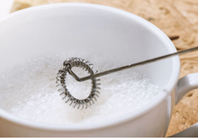 Load image into Gallery viewer, Inner Alpha Milk Frother Handheld Battery Operated Electric Foam Maker For Coffee, Latte, Cappuccino, Hot Chocolate, Durable Drink Mixer With Stainless Steel Whisk, Stainless Steel Stand Include (Black)